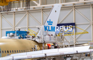 First KLM A350 Moves to Final Assembly Line credits: KLM A350